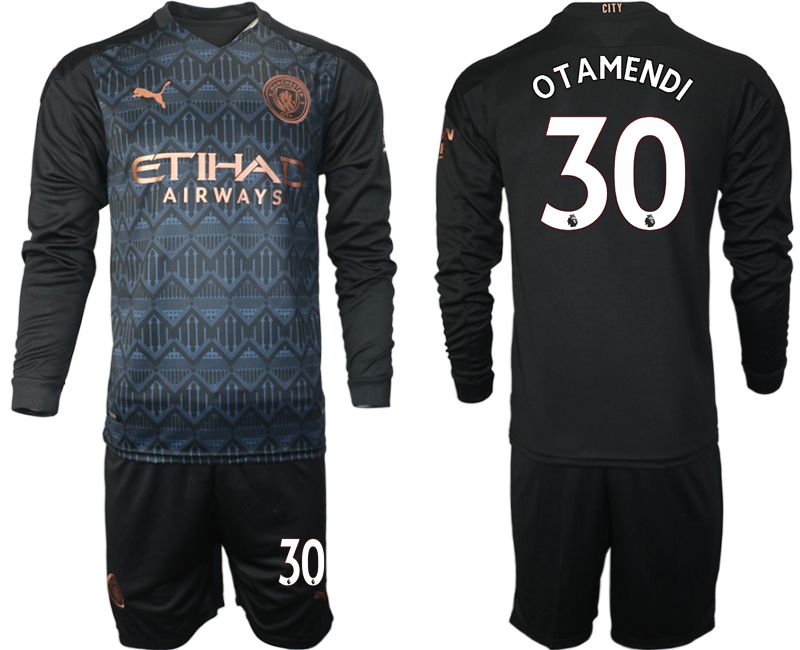 Men 2020-2021 club Manchester city home long sleeve #30 black Soccer Jerseys